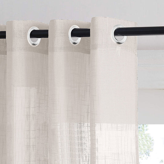 Petal Whispers Floral Linen Sheer Curtain Set Of 2 DS555