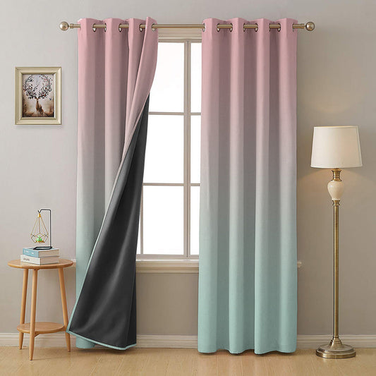Ombre Tame Teal Heavy Satin Blackout Curtains Set Of 2 - (OMBRE25)