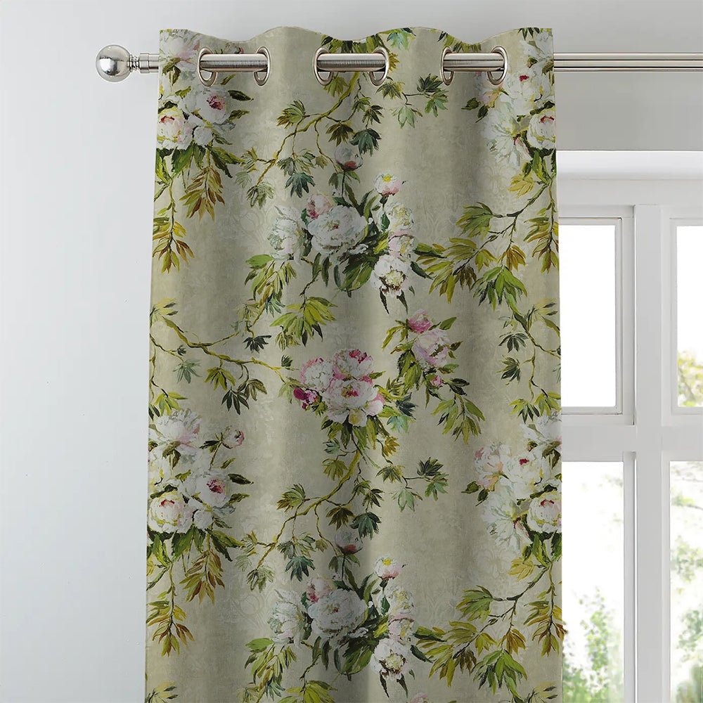Elegant Floral Print Room Darkening Curtains Set of 2 DS154A - Image 3