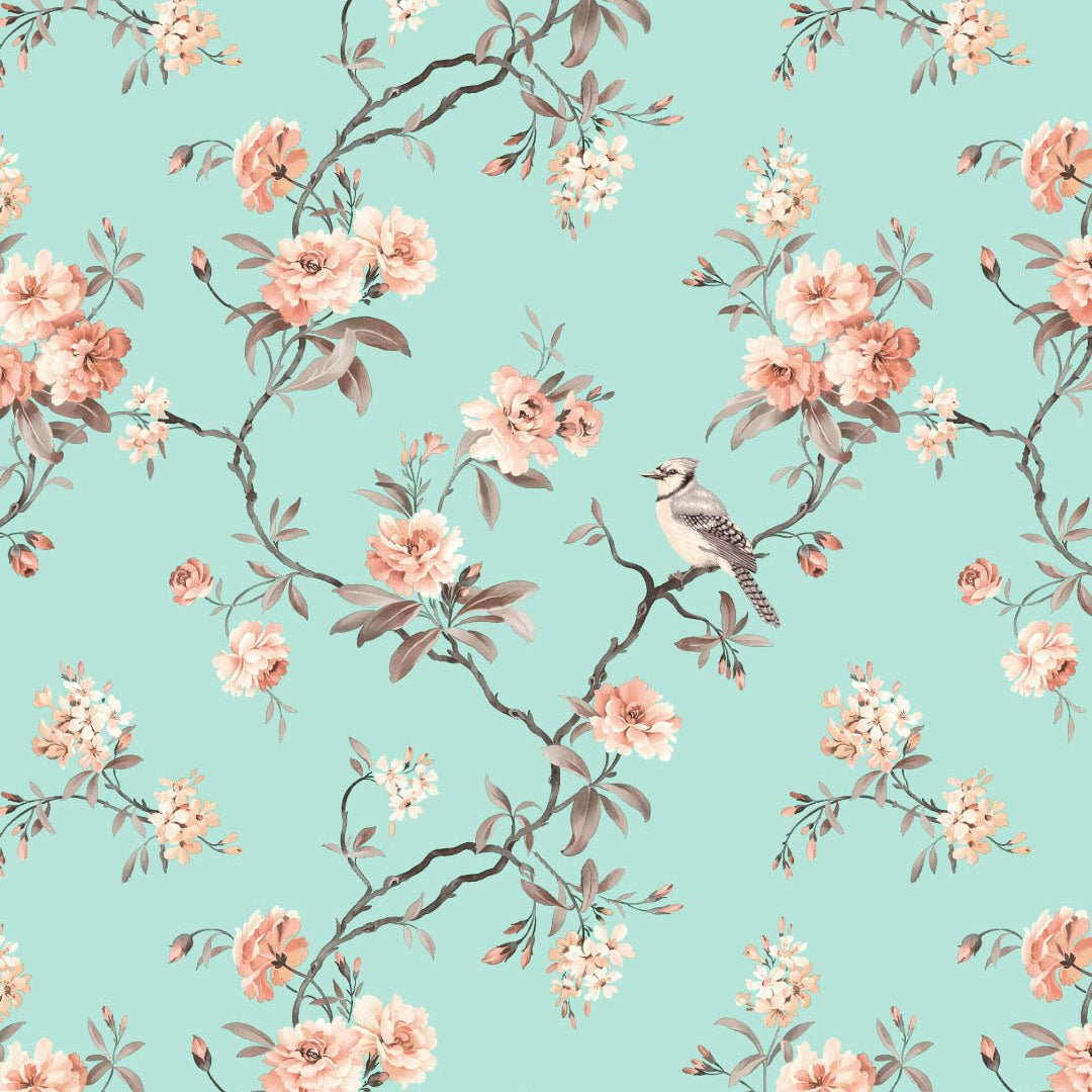 Elegant Floral Print Sheer Semi Transparent Curtain - Set of 2 -DS207A - Image 2