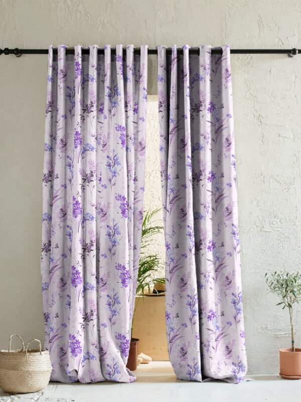 Lovely Lavender Floral Lavendar Heavy Satin Room Darkening Curtains Set Of 2 - (DS260B)