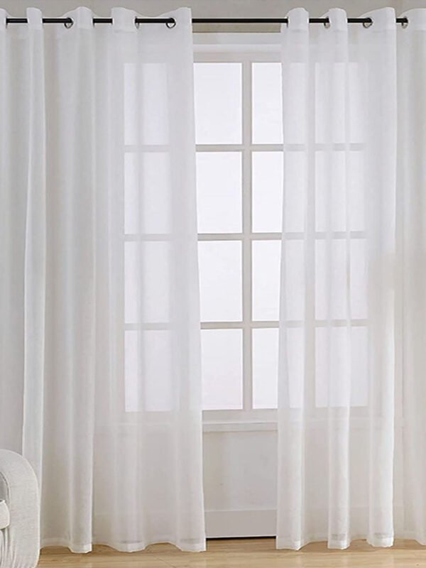 Elegant Plain Print Sheer Semi Transparent Curtain - Set of 2 -PSHEERWHT