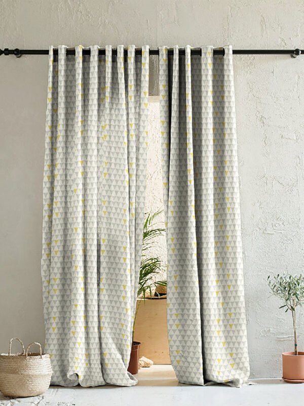 Elegant Geometric Print Room Darkening Curtain - Set of 2 - DS338D