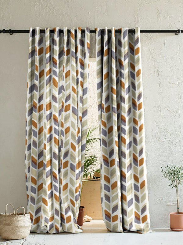 Elegant Geometric Print Room Darkening Curtain - Set of 2 - DS395D