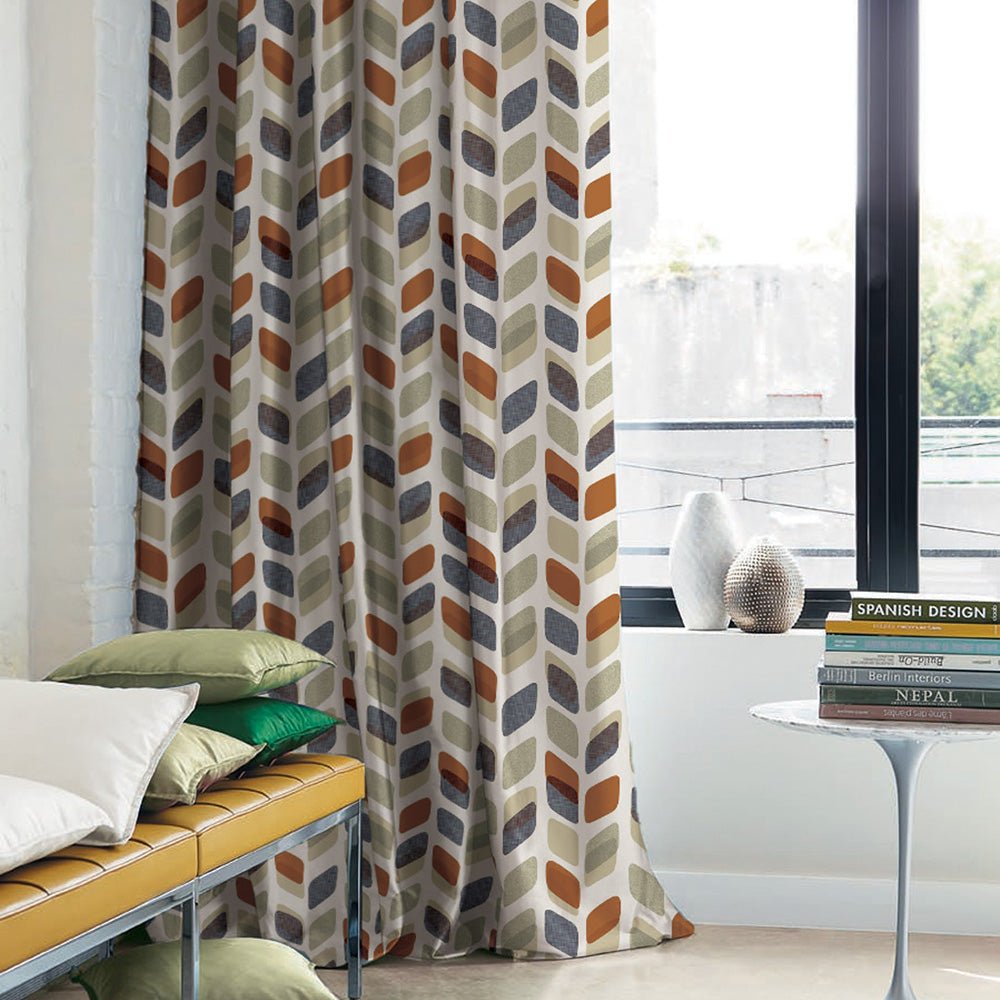 Elegant Geometric Print Room Darkening Curtain - Set of 2 - DS395D - Image 5