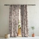 Blooming Vines Floral Dusty Beige Heavy Satin Room Darkening Curtains Set Of 2 - (DS427A)