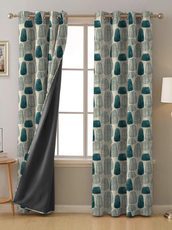Free Spirit Floral Turquoise Heavy Satin Blackout Curtains Set Of 2 - (DS468A)