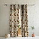 Free Spirit Floral Mud Brown Heavy Satin Room Darkening Curtains Set Of 2 - (DS468D)