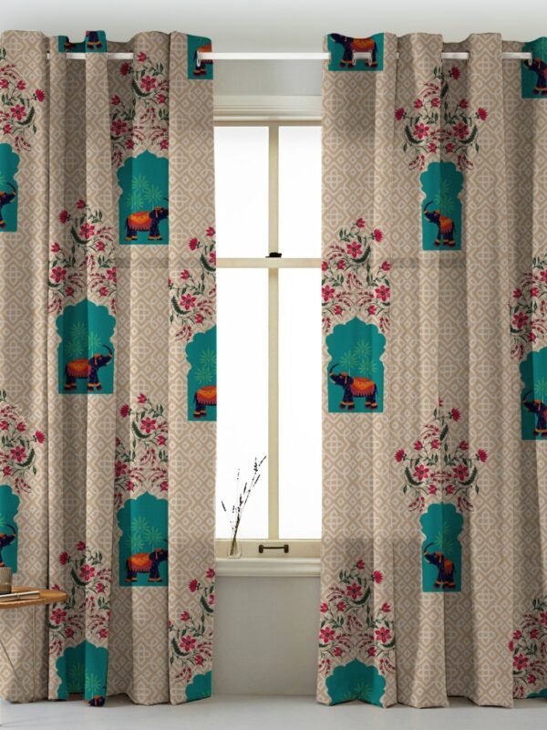 Elegent Indie Print Matt Finish Room Darkening Curtain Set of 2 MTDS489B