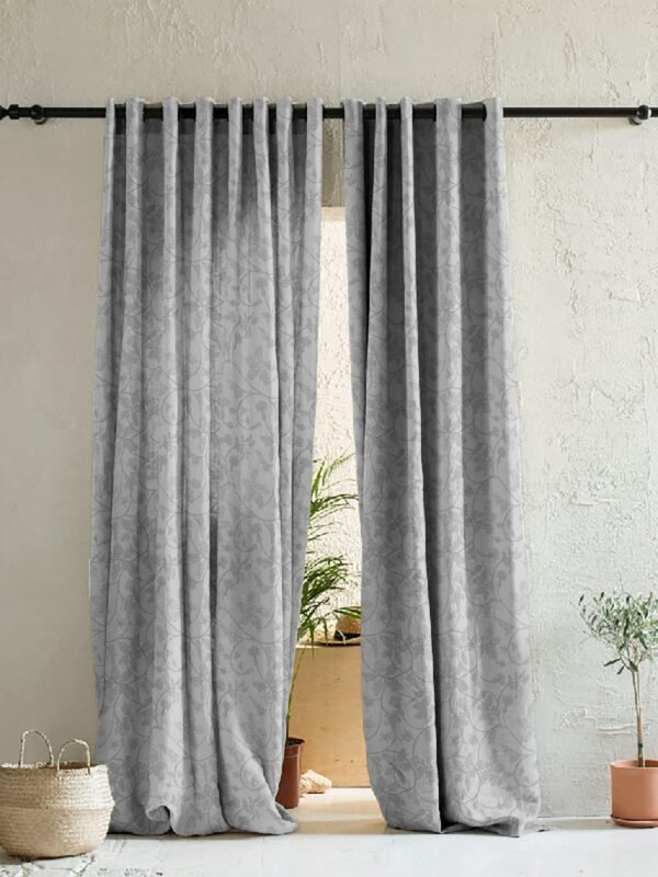 Elegant Floral Print Room Darkening Curtains- Set of 2 - DS496F