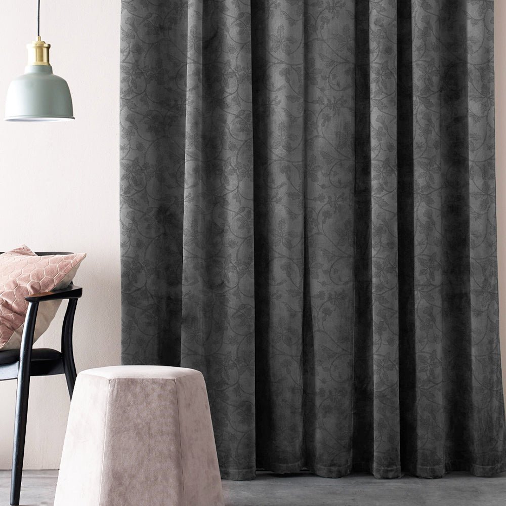 Elegant Floral Print Room Darkening Curtains- Set of 2 - DS496F - Image 6