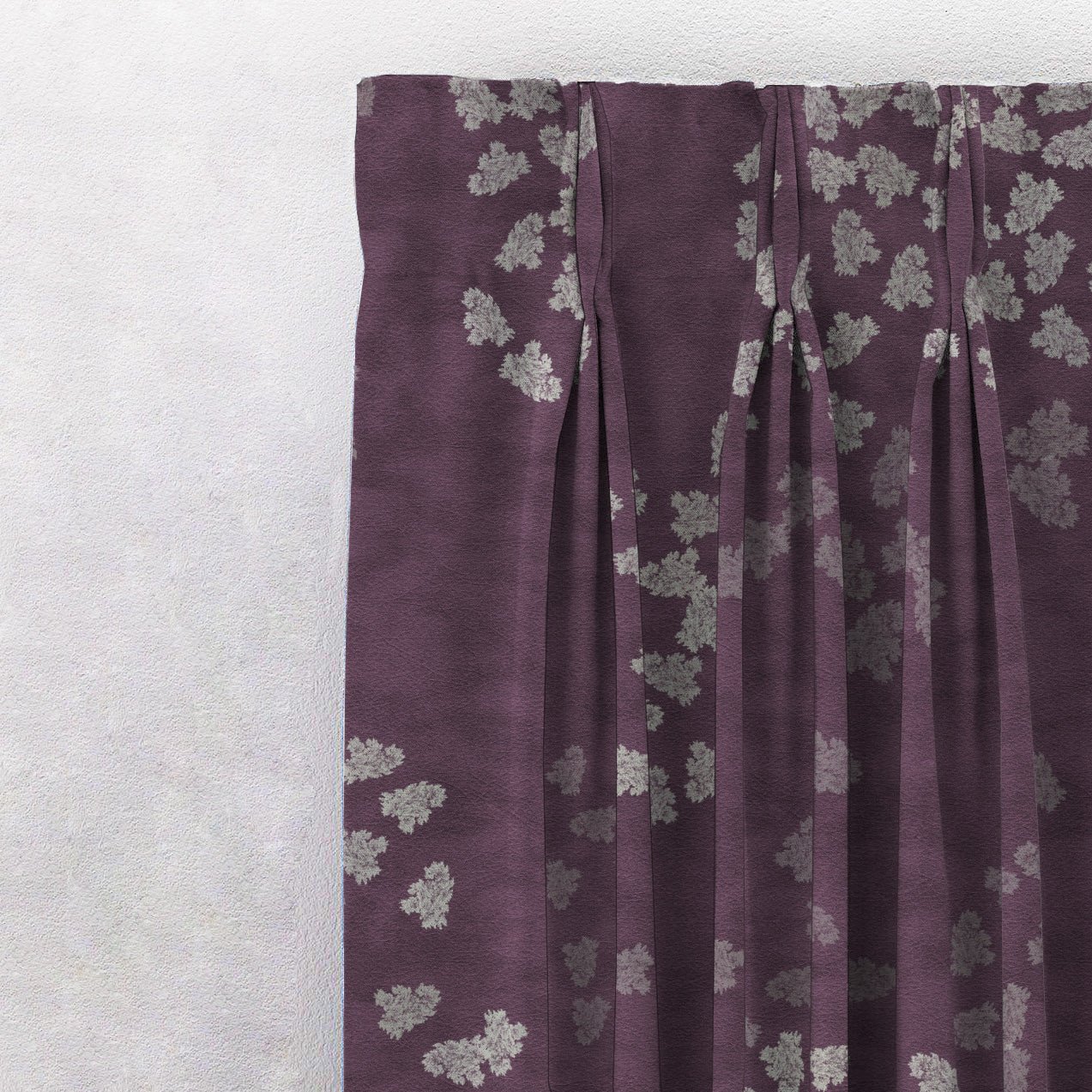 Fluttering Beauty Geometric Wine Red Heavy Satin Blackout curtains Set Of 2 - (DS500A) - Image 4