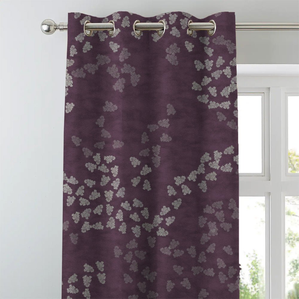 Fluttering Beauty Geometric Wine Red Heavy Satin Blackout curtains Set Of 2 - (DS500A) - Image 6