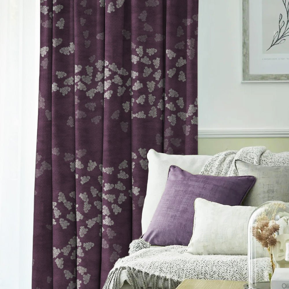 Fluttering Beauty Geometric Wine Red Heavy Satin Room Darkening Curtains Set Of 2 - (DS500A) - Image 5