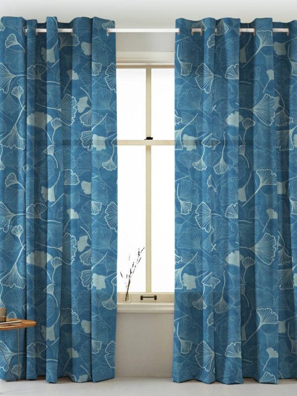 Elegent Floral Print Matt Finish Room Darkening Curtain Set of 2 MTDS501D