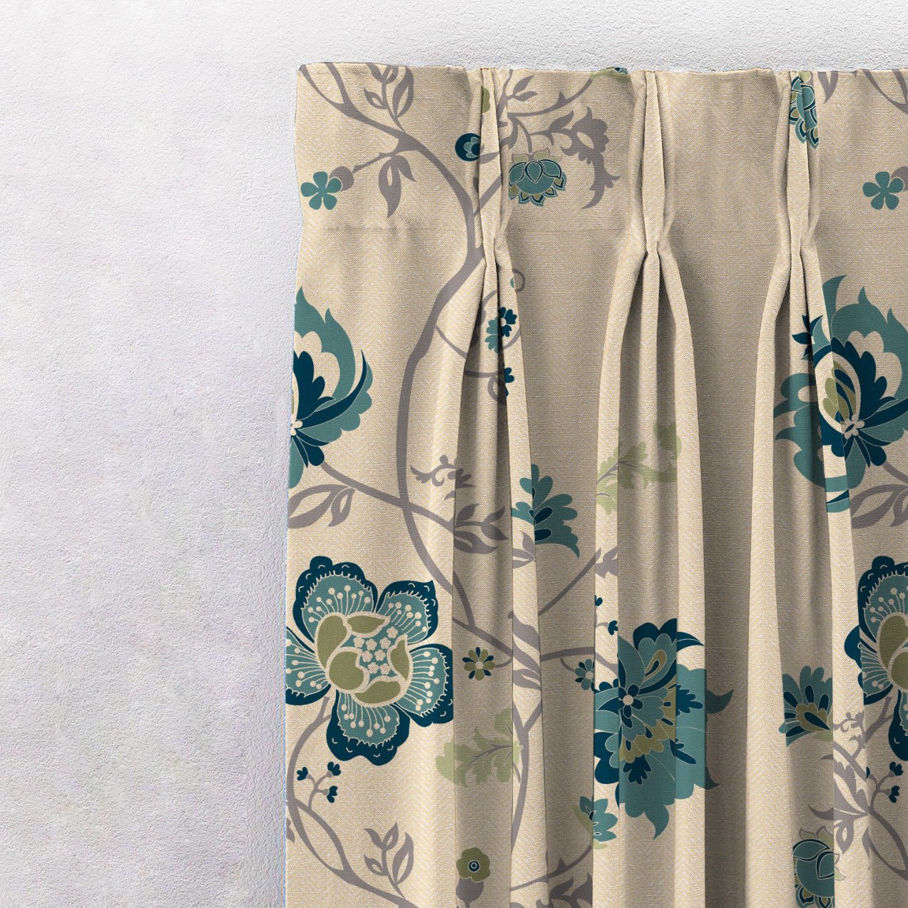 Elegant Floral Print Matt Finish Room Darkening Curtain Set of 2 - MTDS516D - Image 3