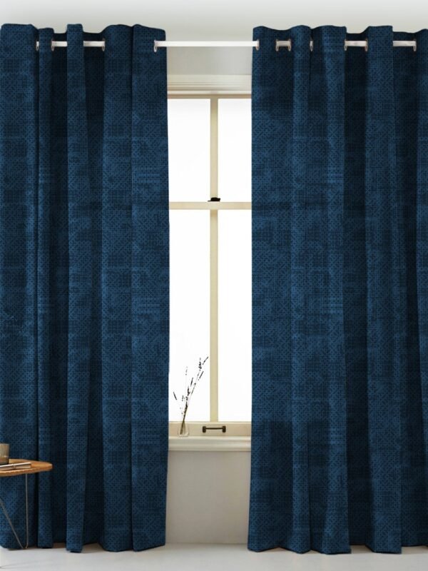 Elegent Geometric Print Matt Finish Room Darkening Curtain Set of 2 MTDS522A