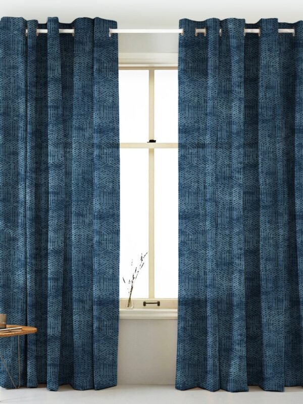Elegent Geometric Print Matt Finish Room Darkening Curtain Set of 2 MTDS527A