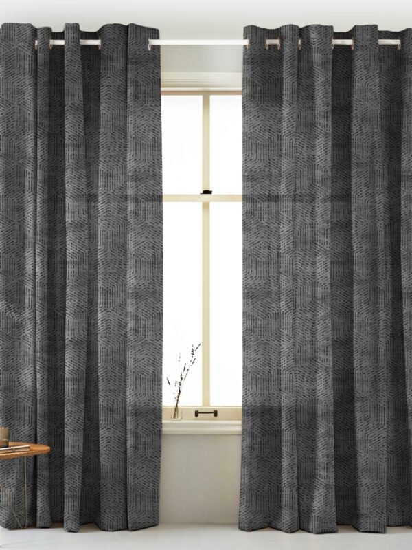 Elegent Geometric Print Matt Finish Room Darkening Curtain Set of 2 MTDS527D