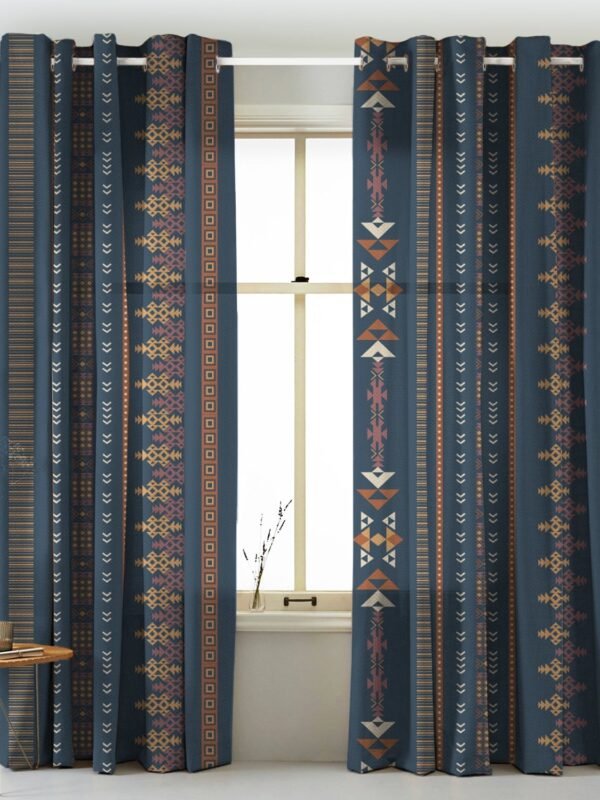 Digital Boho Printed Twill Textured Room Darkening Curtains Set Of 2 - DS529E