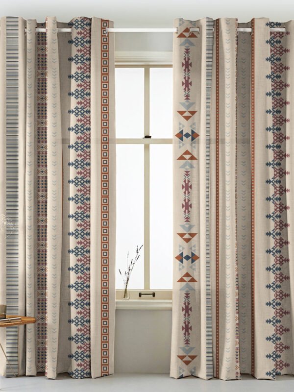 Digital Boho Printed Twill Textured Room Darkening Curtains Set Of 2 - DS529F