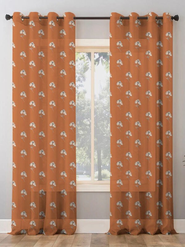 Digital Boho Printed Sheer Semi Transparent Curtain Set Of 2 - DS534ESHR