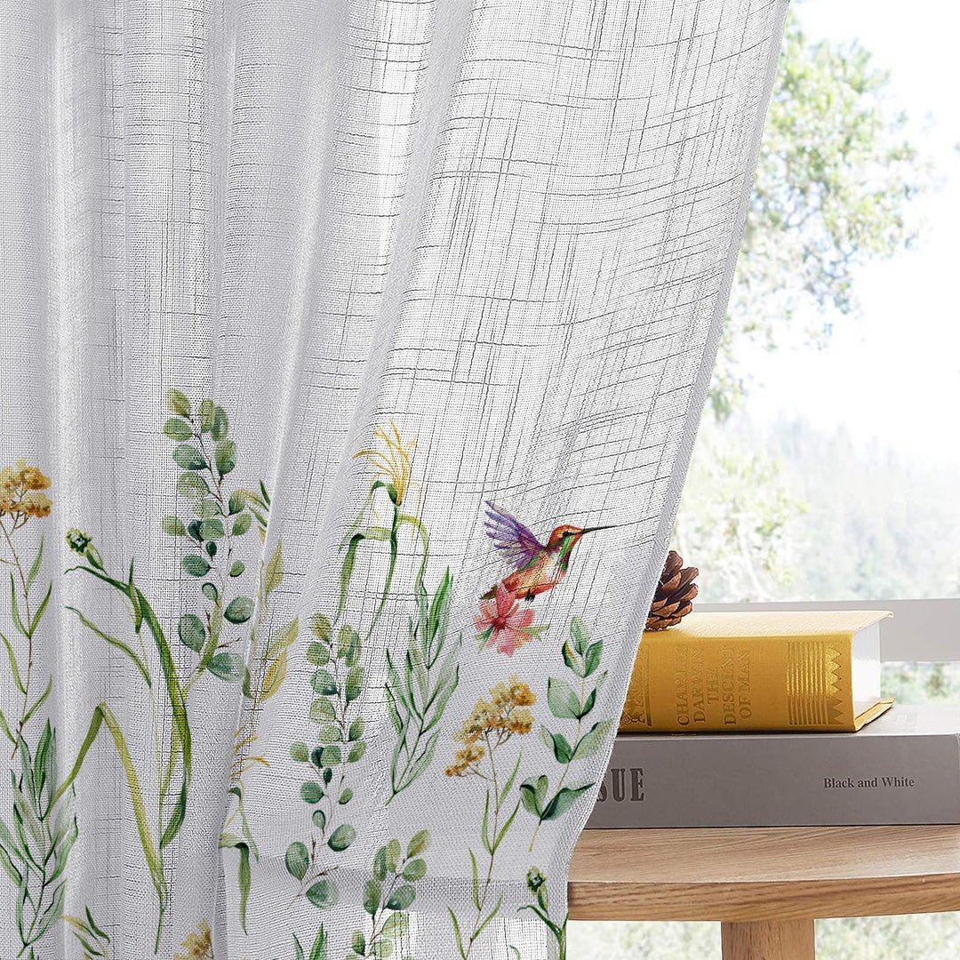 Garden Grace Floral Linen Sheer Curtain Set Of 1pc DS549 - Image 5