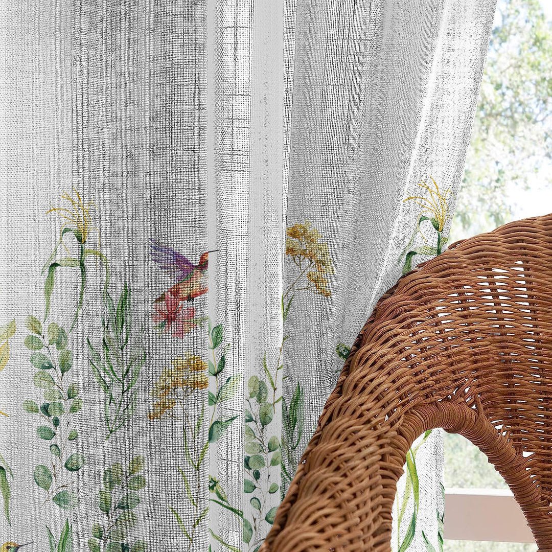 Garden Grace Floral Linen Sheer Curtain Set Of 1pc DS549 - Image 4