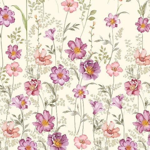 Pastel Posy Floral Mauve Matte Finish Room Darkening Curtains Set Of 2 - (DS553) - Image 6