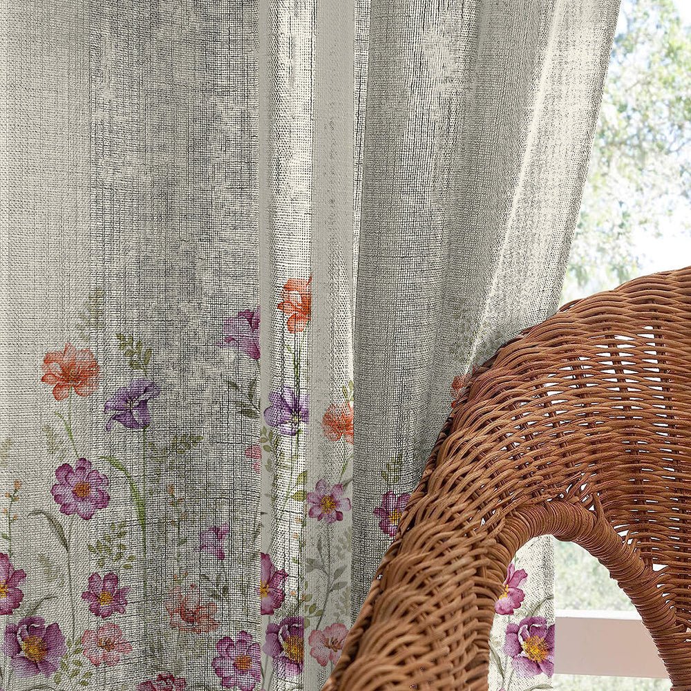 Pastel Posy Floral Linen Sheer Curtain Set Of 1pc DS553 - Image 5