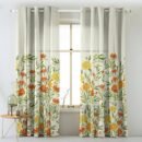 Sun-kissed Marigold Floral Saffron Yellow Matte Finish Room Darkening Curtains Set Of 2 - (DS554)