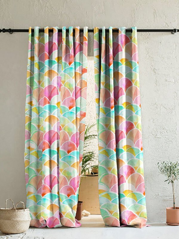 Elegant Geometric Print Room Darkening Curtain - Set of 2 - DS81A