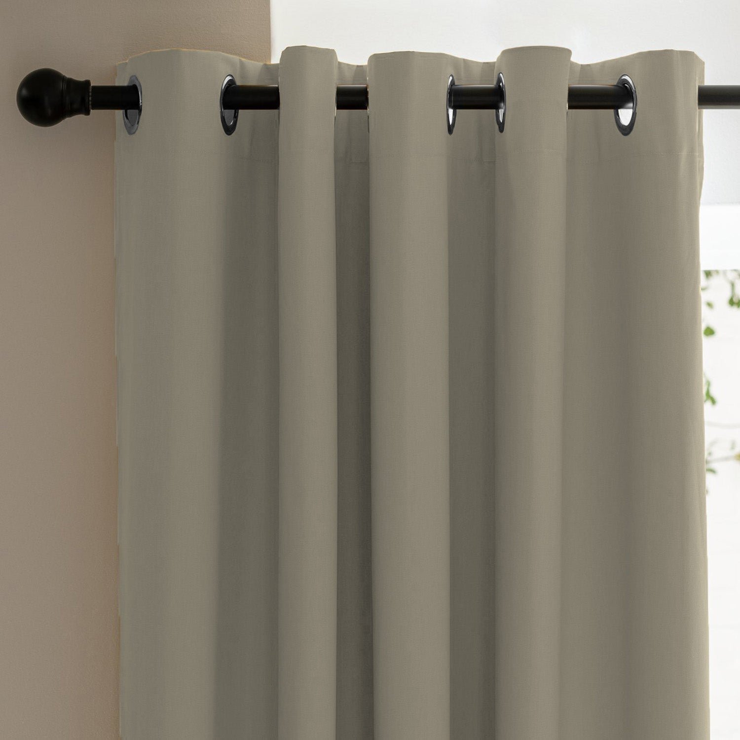 Sand Beige Micro Poly 100% Blackout Noise Reduction Thermal Insulation Curtain Set of 2 - (SandBeige4PASS) - Image 3
