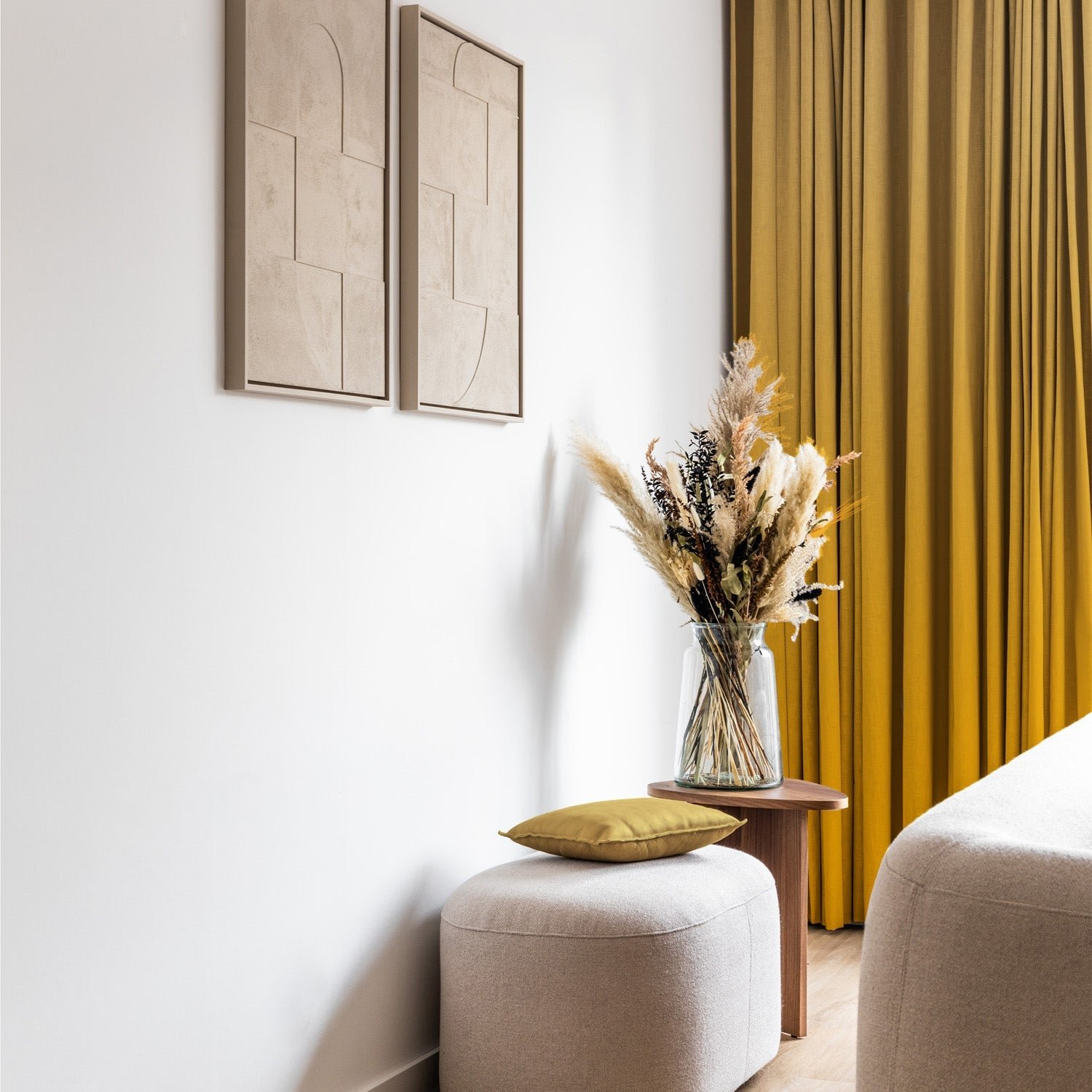 Elegant Floral & Ombre Print Combination Room Darkening Curtains - Set Of 4 Door Curtain (133ALINES3) - Yellow & Cream - Image 4