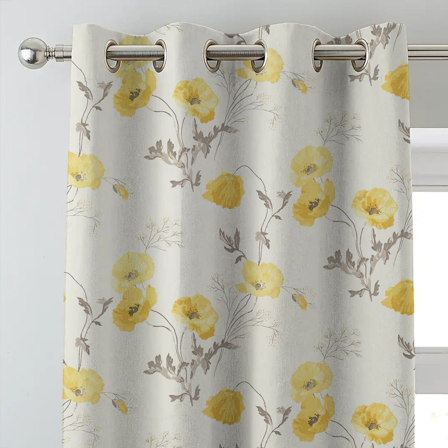 Elegant Floral & Ombre Print Combination Room Darkening Curtains - Set Of 4 Door Curtain (133ALINES3) - Yellow & Cream - Image 5