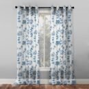 Elegant Floral Print Sheer Semi Transparent Curtain - Set of 2 -DS19C1