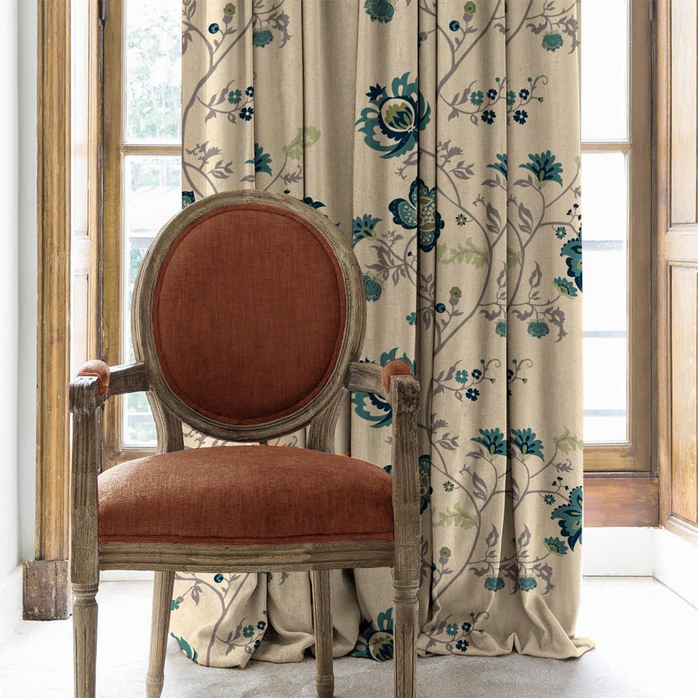 Elegant Floral Print Matt Finish Room Darkening Curtain Set of 2 - MTDS516D - Image 4