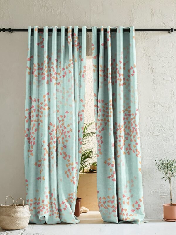 Elegant Floral Print Room Darkening Curtains- Set of 2 - DS500 C