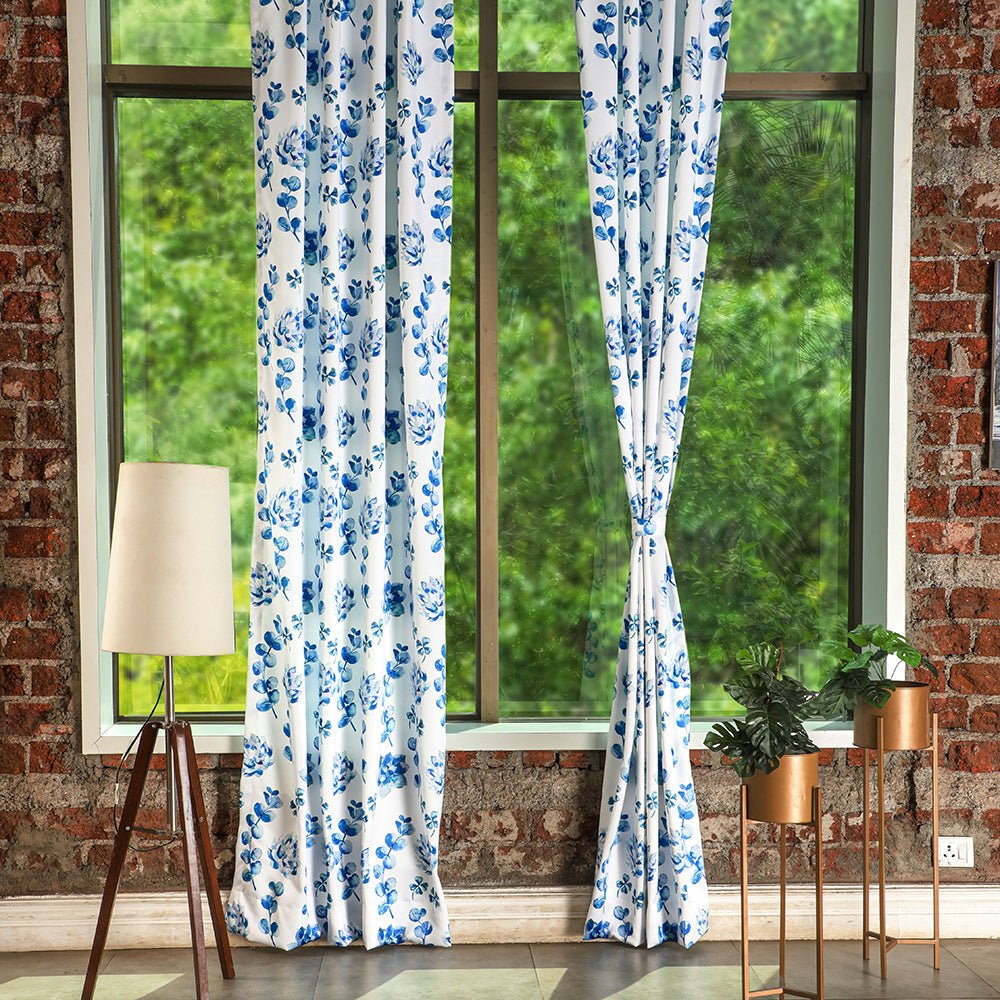 Elegant Floral Print Room Darkening Curtains Set of 2 DS19C - Image 5