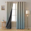Ombre Beige Heavy Satin Blackout Curtains Set Of 2 - (FRDM1)