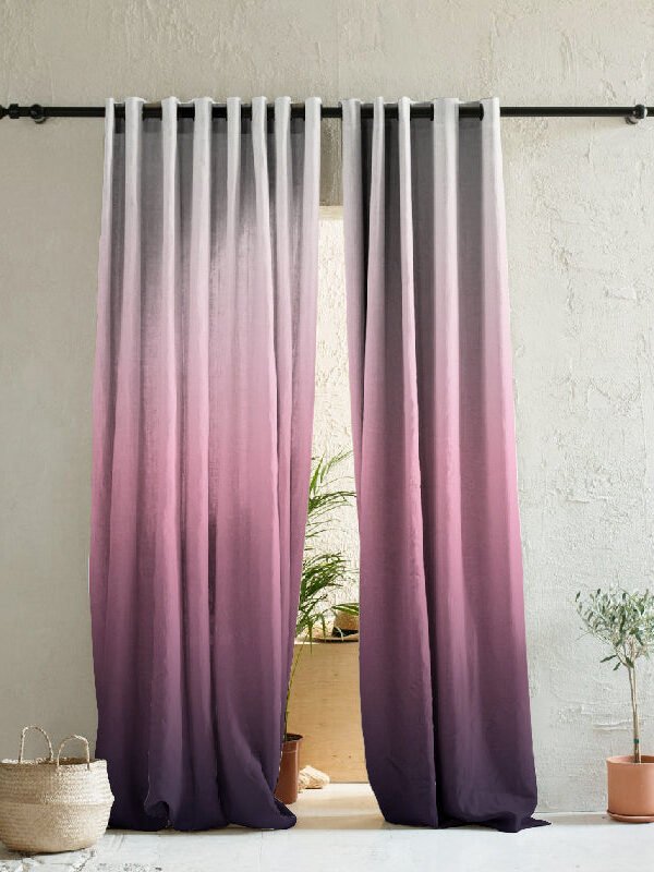 Elegant Ombre Print Room Darkening Curtain - Set of 2 - DSOFC15