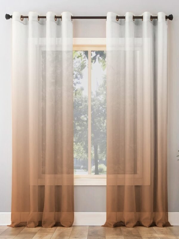 Elegant Ombre Print Sheer Semi Transparent Curtain Set of 2 OMBRE22