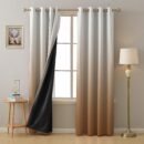 Ombre Biscuit Brown Heavy Satin Blackout Curtains Set Of 2 - (OMBRE22)