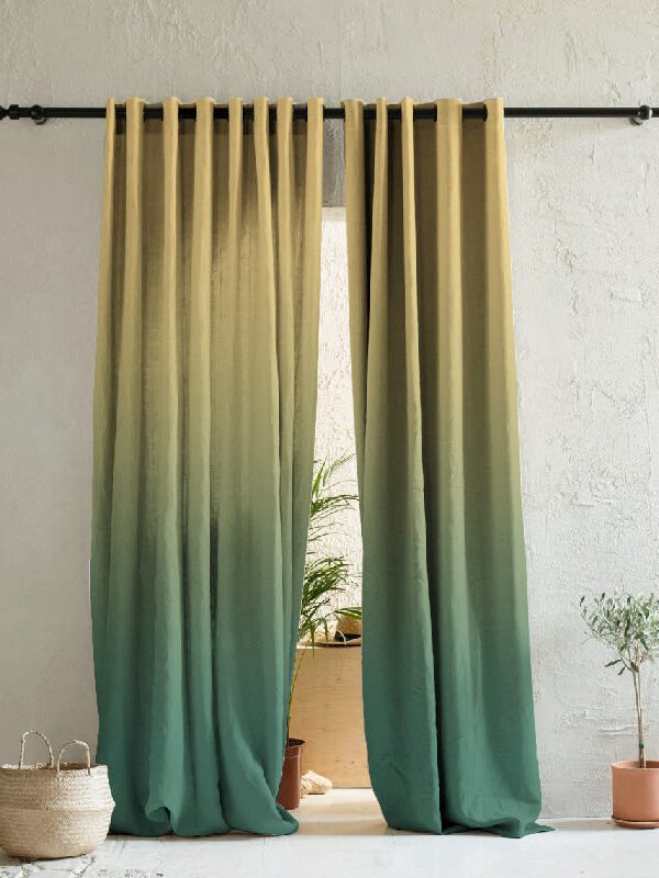 Elegant Ombre Print Room Darkening Curtain Set of 2, OMBRE24