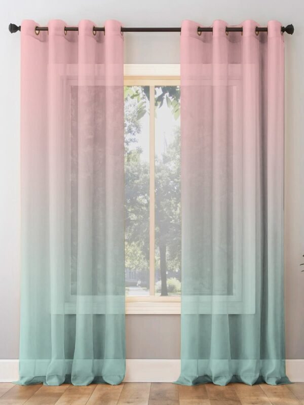 Elegant Ombre Print Sheer Semi Transparent Curtain Set of 2 OMBRE25