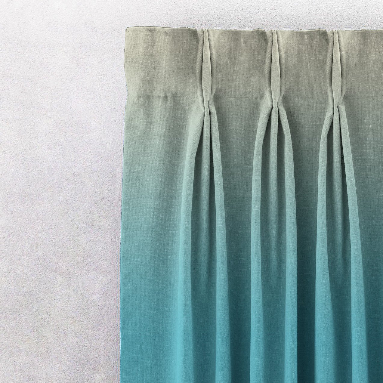 Ombre Misty Teal Heavy Satin Blackout Curtains Set Of 2 - (OMBRE26) - Image 3