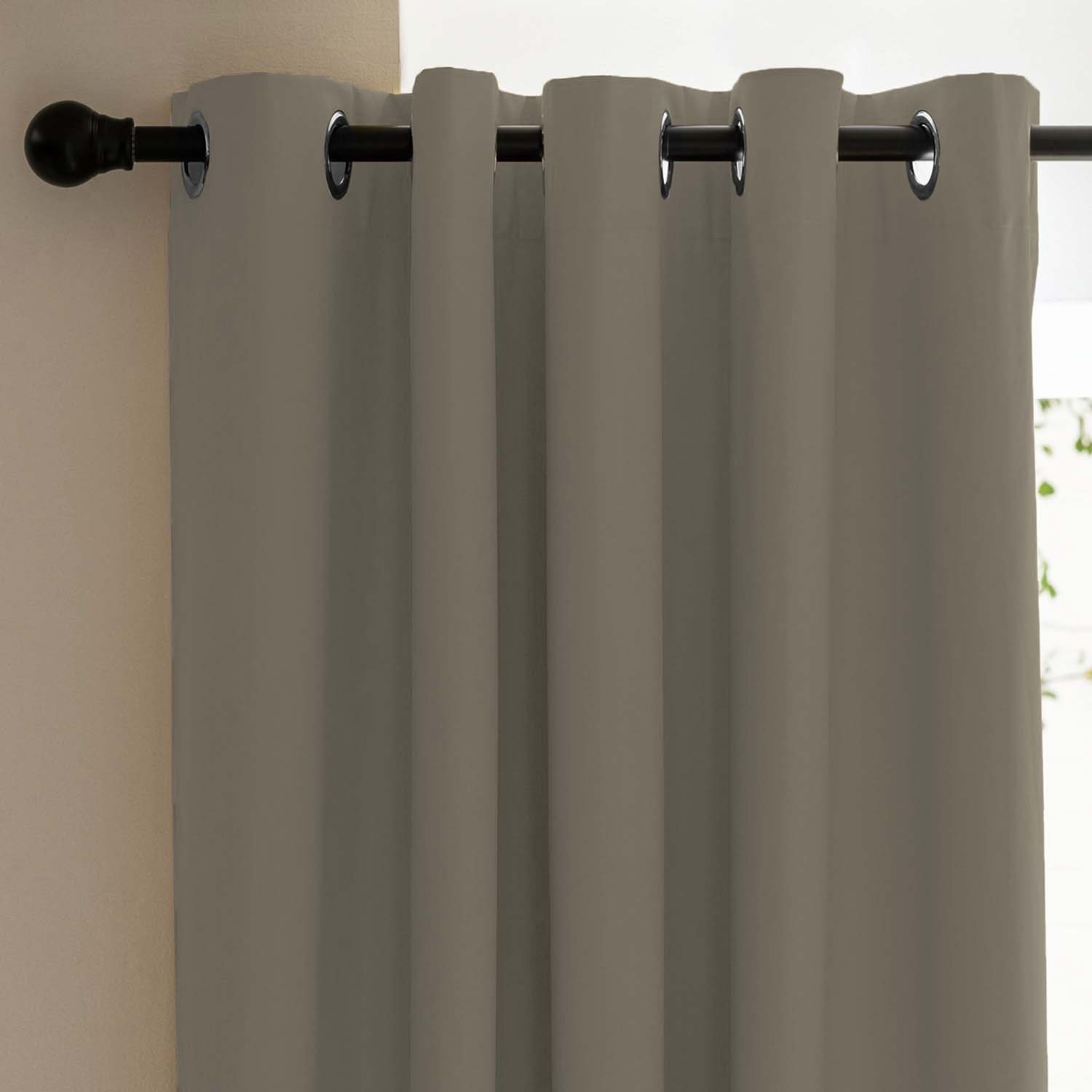 Sand Grey Micro Poly 100% Blackout Noise Reduction Thermal Insulation Curtain Set of 2 - (SandGrey4PASS) - Image 3