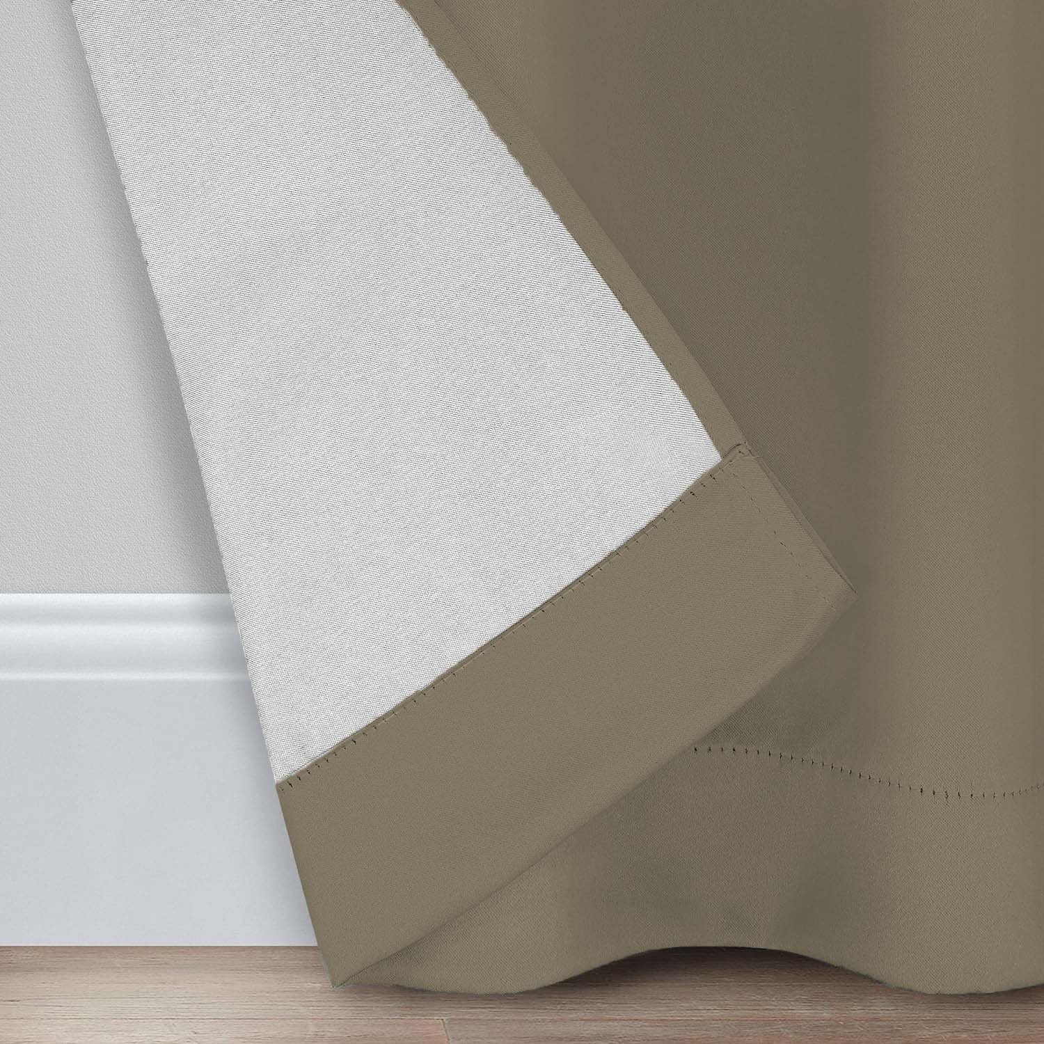 Sand Grey Micro Poly 100% Blackout Noise Reduction Thermal Insulation Curtain Set of 2 - (SandGrey4PASS) - Image 4